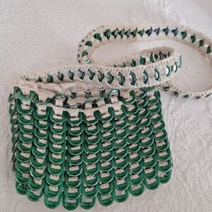 Pop Top Green White Chrochet Women's Bag